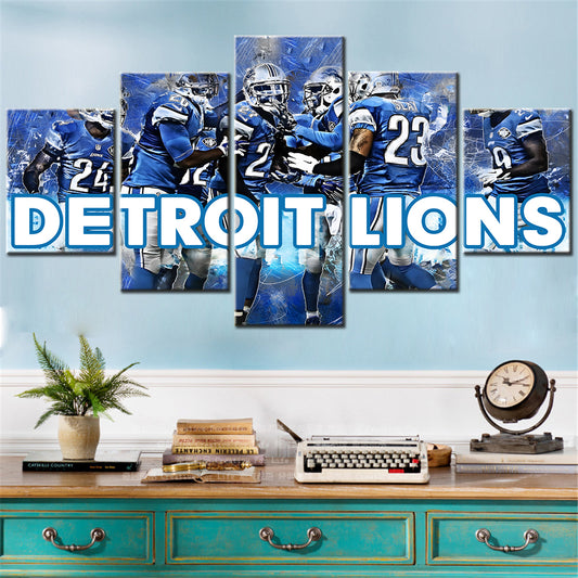 American Football - 5 Pieces Wall Art - AF5125 - Detroit Lions - American Football Poster - American Football Canvas