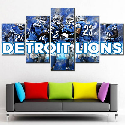 American Football - 5 Pieces Wall Art - AF5125 - Detroit Lions - American Football Poster - American Football Canvas
