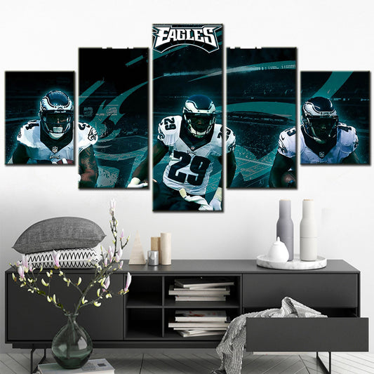 American Football - 5 Pieces Wall Art - AF5129 - Philadelphia Eagles Teammates Black - American Football Poster - American Football Canvas