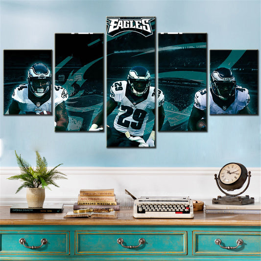American Football - 5 Pieces Wall Art - AF5129 - Philadelphia Eagles Teammates Black - American Football Poster - American Football Canvas