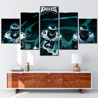 American Football - 5 Pieces Wall Art - AF5129 - Philadelphia Eagles Teammates Black - American Football Poster - American Football Canvas