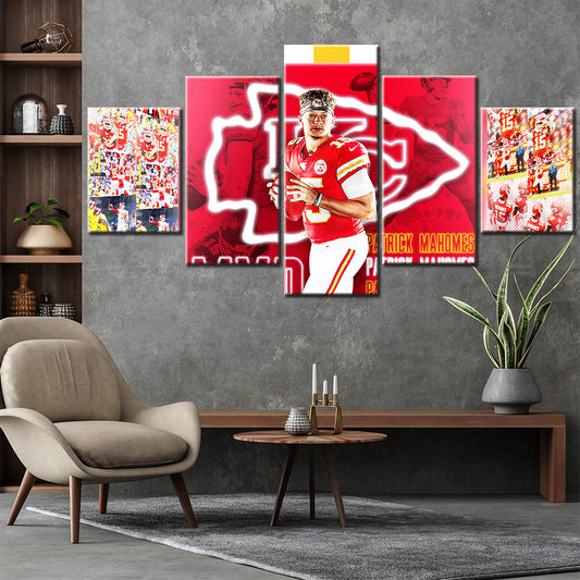 American Football - 5 Pieces Wall Art - AF5131 - Kansas City Chiefs Quarterback - Patrick Mahomes - NFL Football - American Football Poster - American Football Canvas