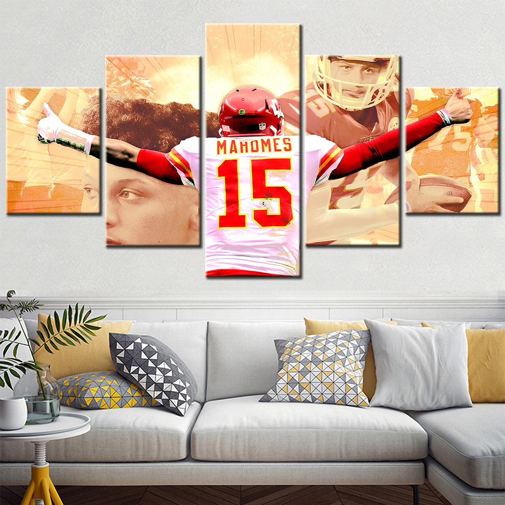 American Football - 5 Pieces Wall Art - AF5132 - Kansas City Chiefs Quarterback - Patrick Mahomes - NFL Football - American Football Poster - American Football Canvas