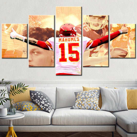 American Football - 5 Pieces Wall Art - AF5132 - Kansas City Chiefs Quarterback - Patrick Mahomes - NFL Football - American Football Poster - American Football Canvas