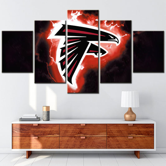 American Football - 5 Pieces Wall Art - AF5033 - Atlanta Falcons Flame Logo - American Football Poster - American Football Canvas