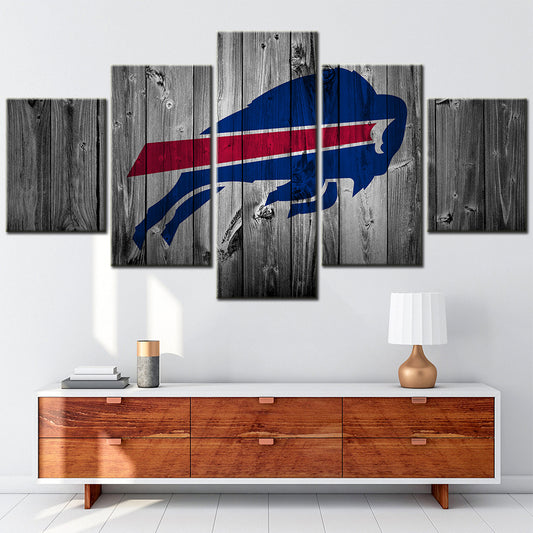 American Football - 5 Pieces Wall Art - AF5038 - Buffalo Bills Football Barnwood - American Football Poster - American Football Canvas