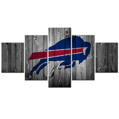 American Football - 5 Pieces Wall Art - AF5038 - Buffalo Bills Football Barnwood - American Football Poster - American Football Canvas