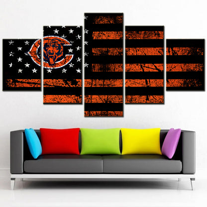 American Football - 5 Pieces Wall Art - AF5041 - Chicago Bears Football - American Football Poster - American Football Canvas