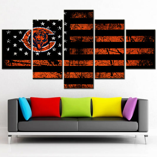 American Football - 5 Pieces Wall Art - AF5041 - Chicago Bears Football - American Football Poster - American Football Canvas