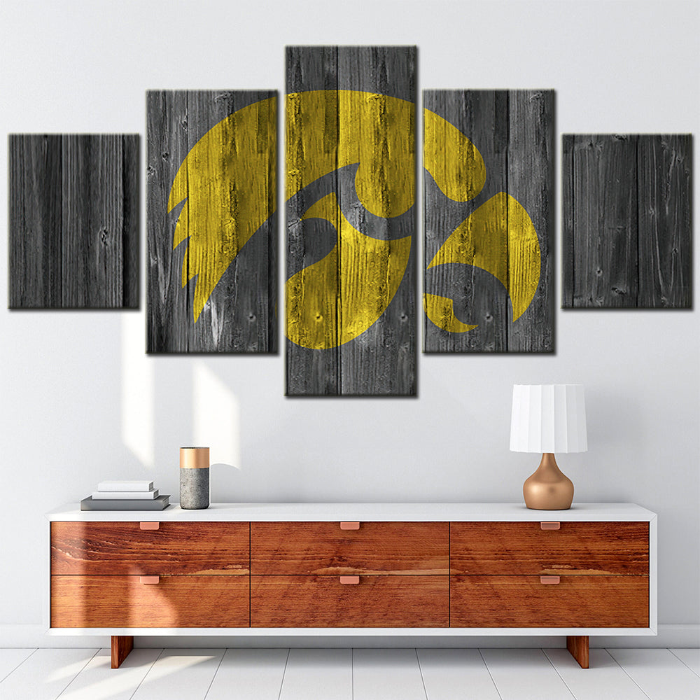 American Football - 5 Pieces Wall Art - AF5066 - Howa Hawkeyes College Barn Wood Style - American Football Poster - American Football Canvas
