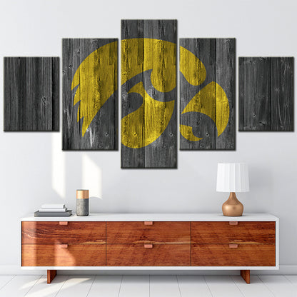 American Football - 5 Pieces Wall Art - AF5066 - Howa Hawkeyes College Barn Wood Style - American Football Poster - American Football Canvas