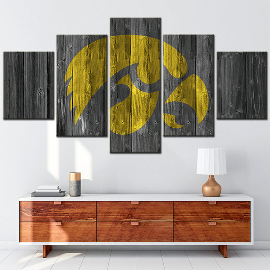 American Football - 5 Pieces Wall Art - AF5066 - Howa Hawkeyes College Barn Wood Style - American Football Poster - American Football Canvas