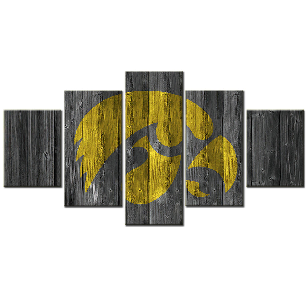 American Football - 5 Pieces Wall Art - AF5066 - Howa Hawkeyes College Barn Wood Style - American Football Poster - American Football Canvas
