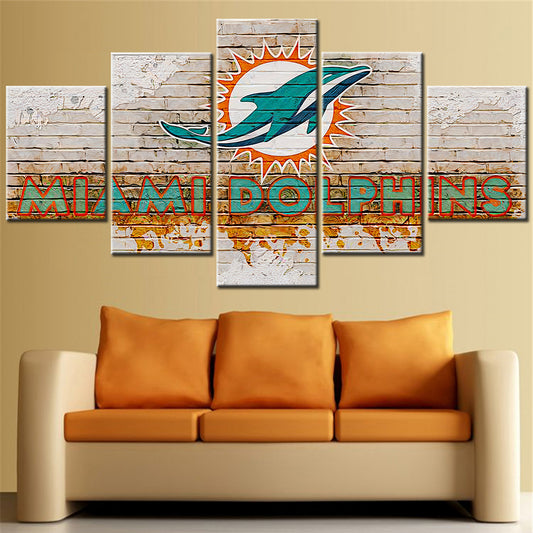 American Football - 5 Pieces Wall Art - AF5072 - Miami Dolphins - American Football Poster - American Football Canvas