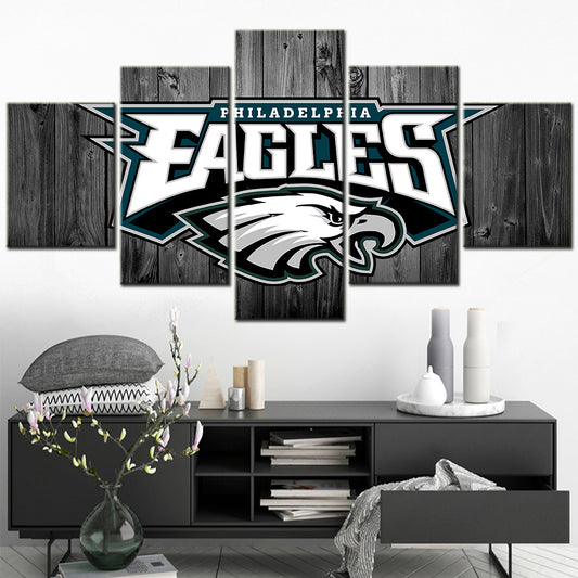 American Football - 5 Pieces Wall Art - AF5023 - Philadelphia Eagles Football Barn Wood - American Football Poster - American Football Canvas