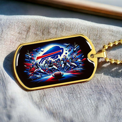American Football Dog Tag Necklace - AFD003 - Buffalo Bills - Super Bowl Spirit - NFL Teams - Military Ball Chain