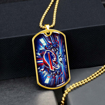 American Football Dog Tag Necklace - AFD004 - Buffalo Bills - Super Bowl Spirit - NFL Teams - Military Ball Chain