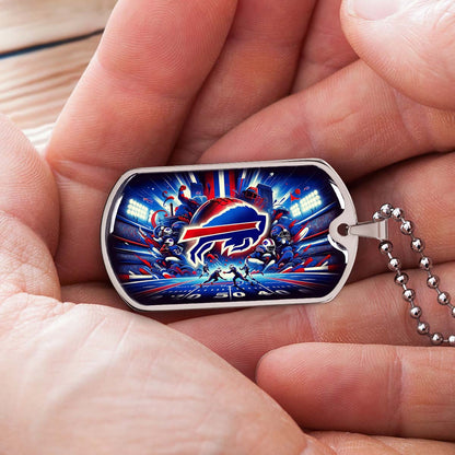 American Football Dog Tag Necklace - AFD004 - Buffalo Bills - Super Bowl Spirit - NFL Teams - Military Ball Chain