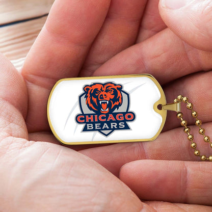 American Football Dog Tag Necklace - AFD005 - Chicago Bears - NFL Teams - Military Ball Chain