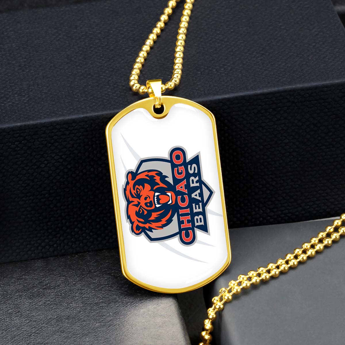 American Football Dog Tag Necklace - AFD005 - Chicago Bears - NFL Teams - Military Ball Chain