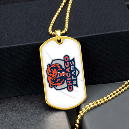 American Football Dog Tag Necklace - AFD005 - Chicago Bears - NFL Teams - Military Ball Chain