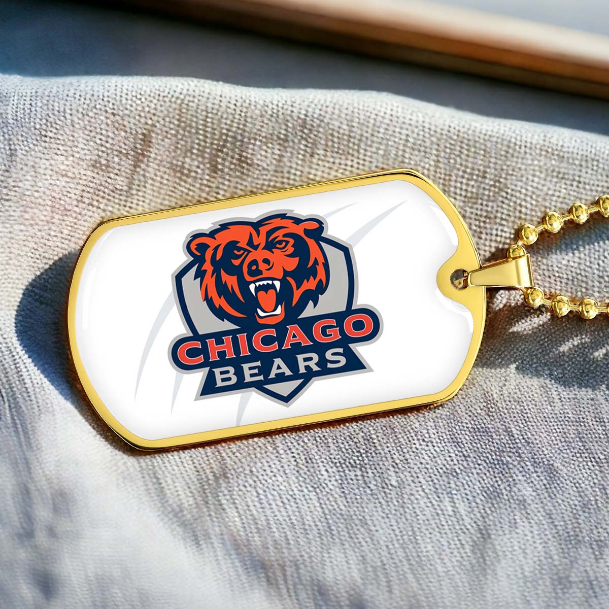 American Football Dog Tag Necklace - AFD005 - Chicago Bears - NFL Teams - Military Ball Chain