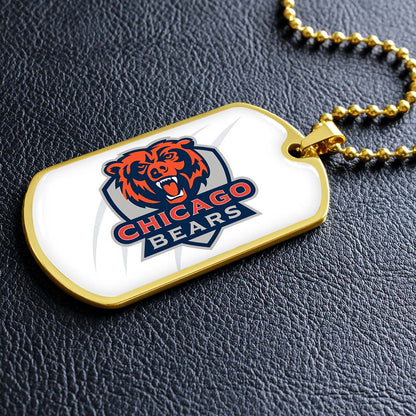 American Football Dog Tag Necklace - AFD005 - Chicago Bears - NFL Teams - Military Ball Chain