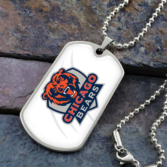 American Football Dog Tag Necklace - AFD005 - Chicago Bears - NFL Teams - Military Ball Chain
