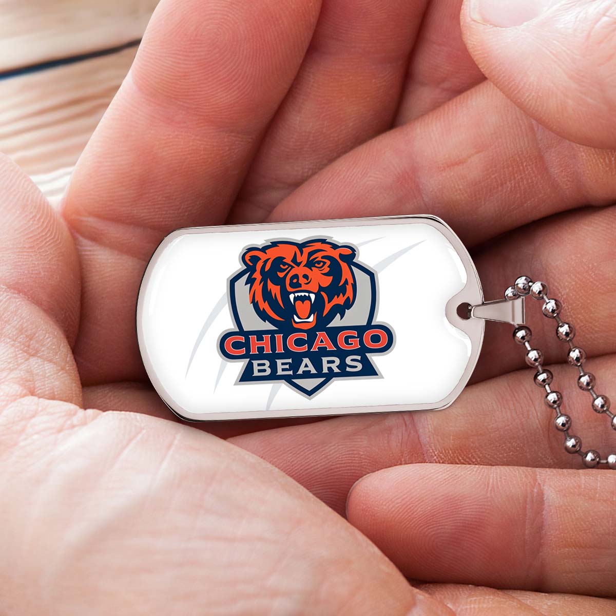 American Football Dog Tag Necklace - AFD005 - Chicago Bears - NFL Teams - Military Ball Chain