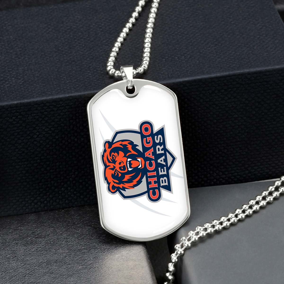 American Football Dog Tag Necklace - AFD005 - Chicago Bears - NFL Teams - Military Ball Chain