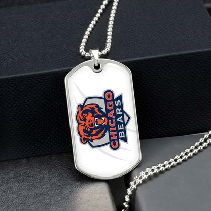American Football Dog Tag Necklace - AFD005 - Chicago Bears - NFL Teams - Military Ball Chain