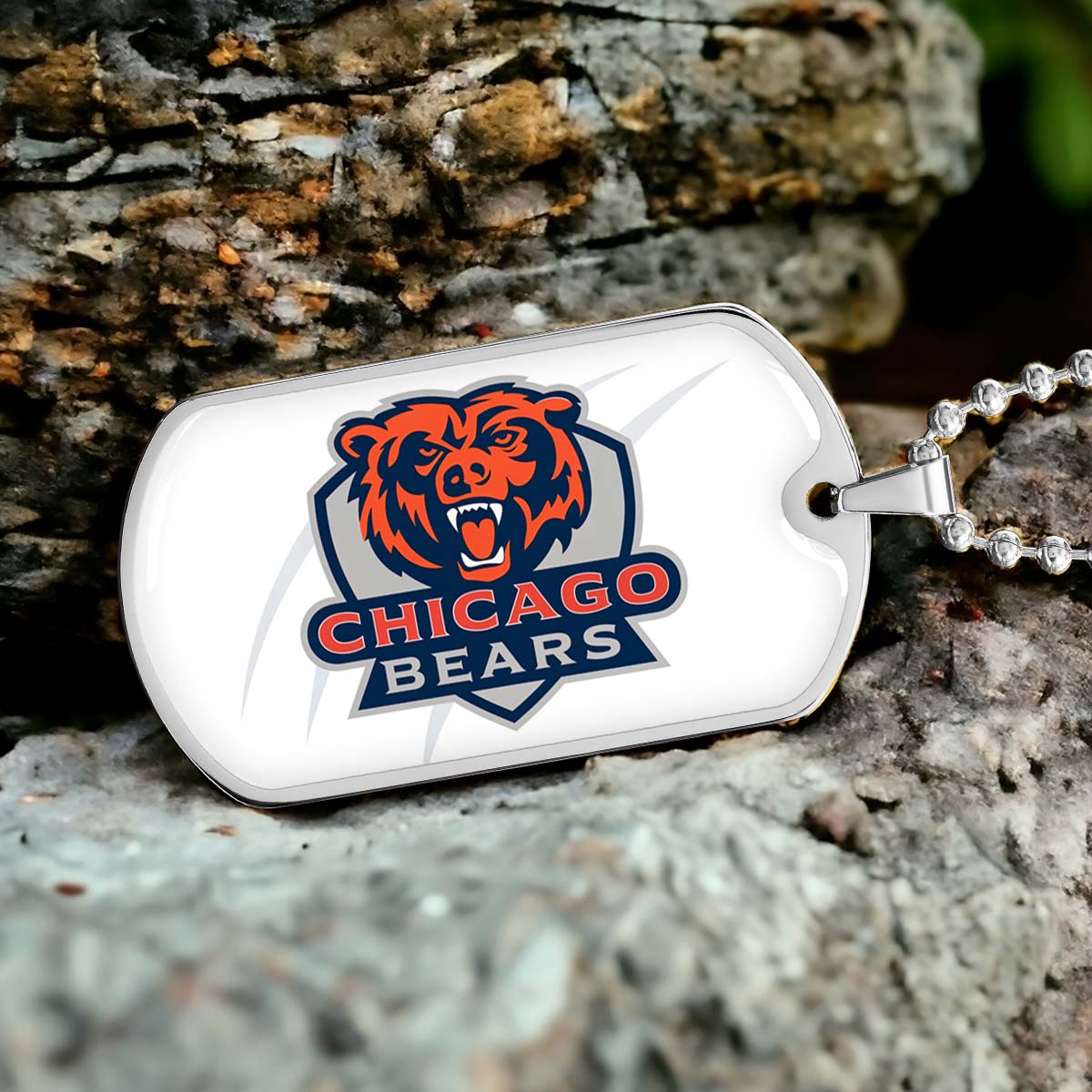 American Football Dog Tag Necklace - AFD005 - Chicago Bears - NFL Teams - Military Ball Chain