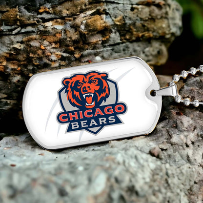 American Football Dog Tag Necklace - AFD005 - Chicago Bears - NFL Teams - Military Ball Chain