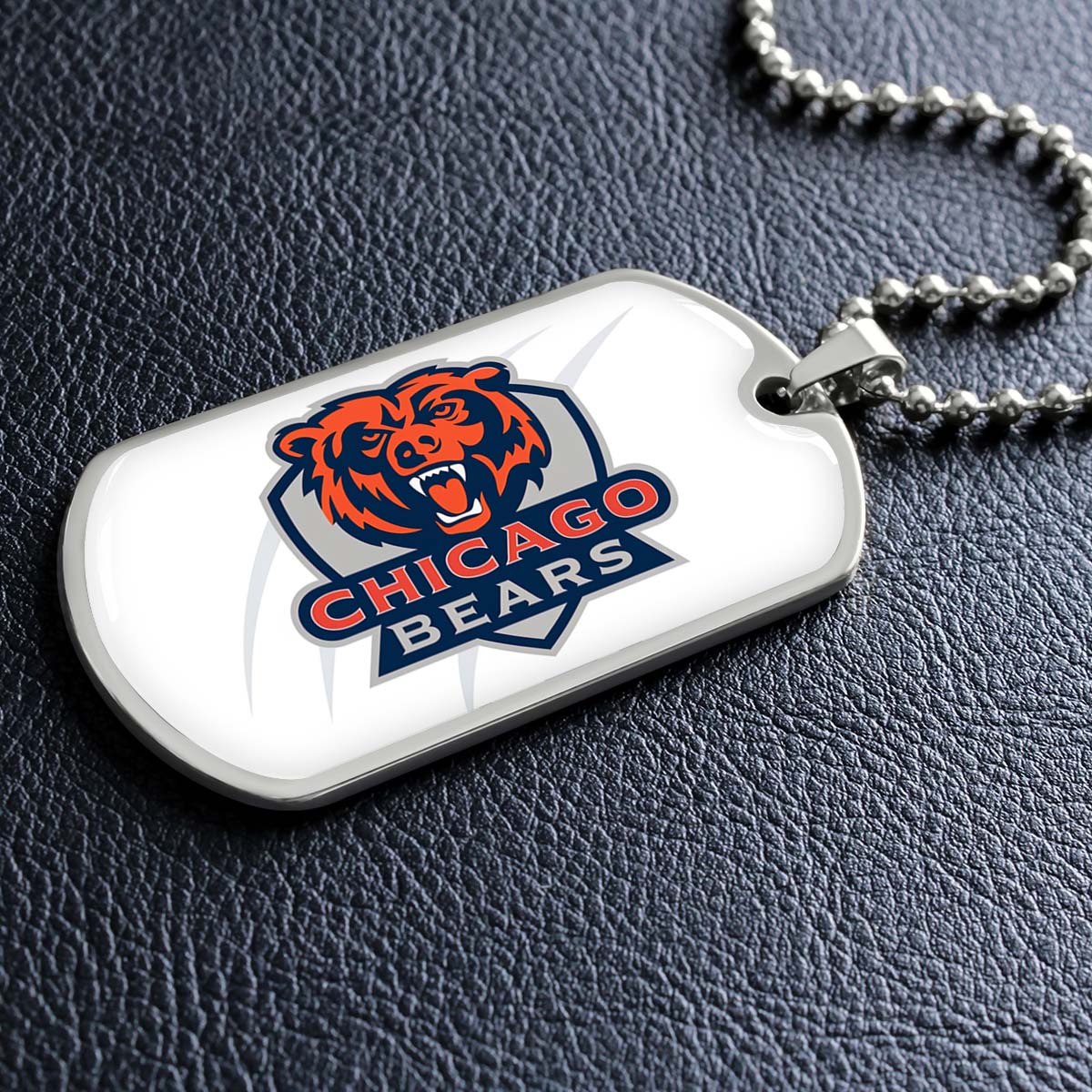 American Football Dog Tag Necklace - AFD005 - Chicago Bears - NFL Teams - Military Ball Chain