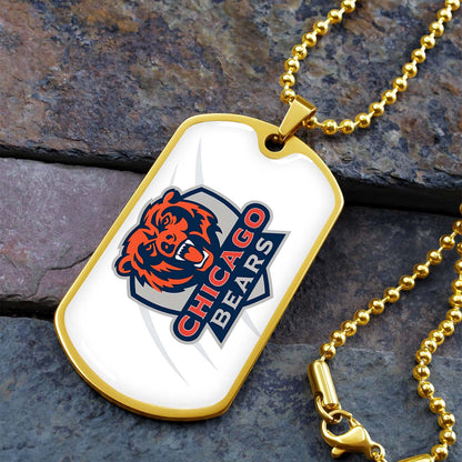 American Football Dog Tag Necklace - AFD005 - Chicago Bears - NFL Teams - Military Ball Chain