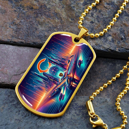 American Football Dog Tag Necklace - AFD006 - Chicago Bears Futuristic City - NFL Teams - Military Ball Chain