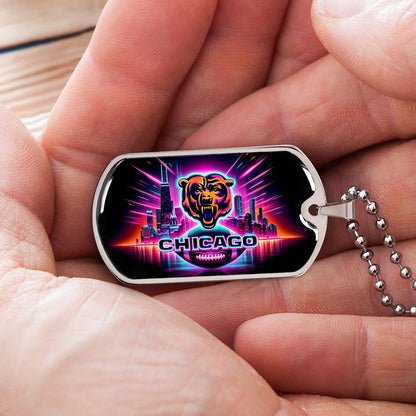 American Football Dog Tag Necklace - AFD007 - Chicago Bears - NFL Teams - Military Ball Chain