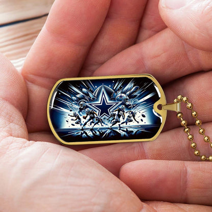 American Football Dog Tag Necklace - AFD008 - Dallas Cowboys - NFL Teams - Military Ball Chain