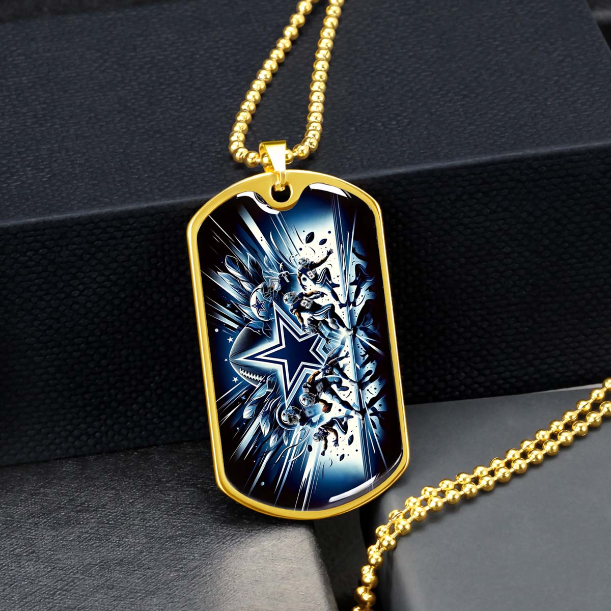 American Football Dog Tag Necklace - AFD008 - Dallas Cowboys - NFL Teams - Military Ball Chain