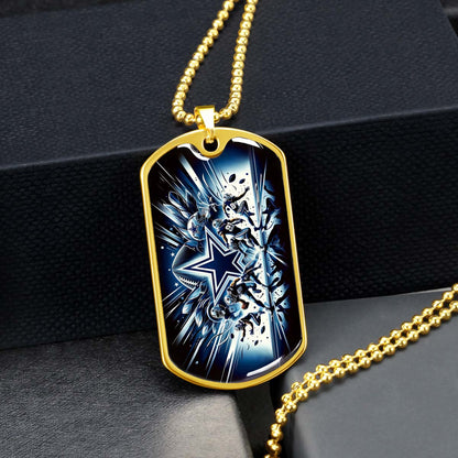American Football Dog Tag Necklace - AFD008 - Dallas Cowboys - NFL Teams - Military Ball Chain