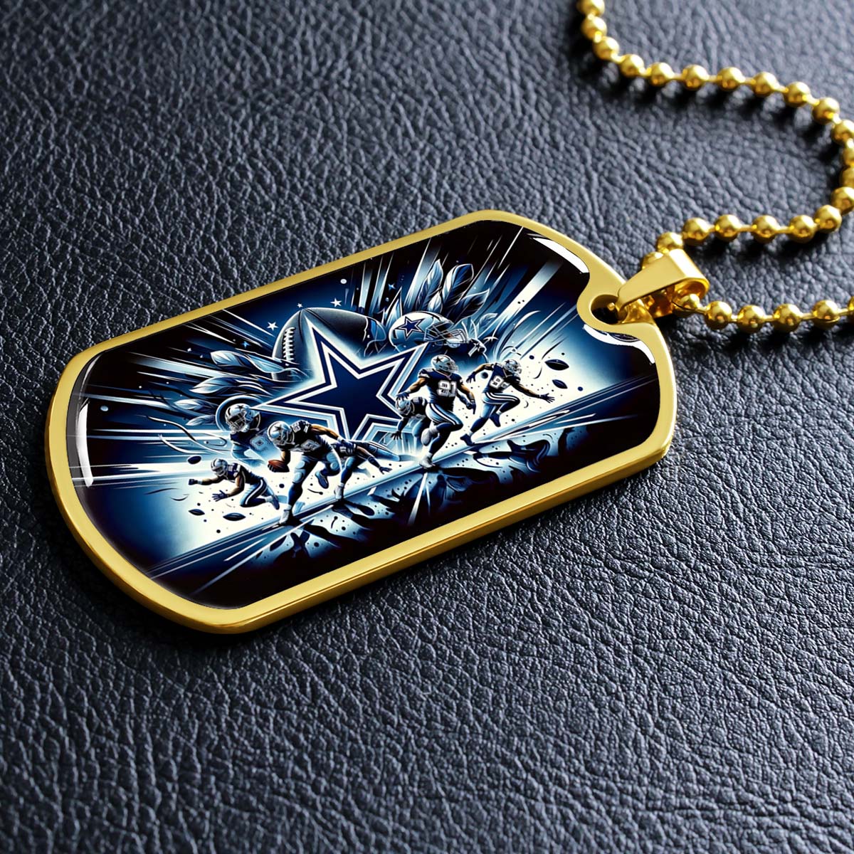 American Football Dog Tag Necklace - AFD008 - Dallas Cowboys - NFL Teams - Military Ball Chain