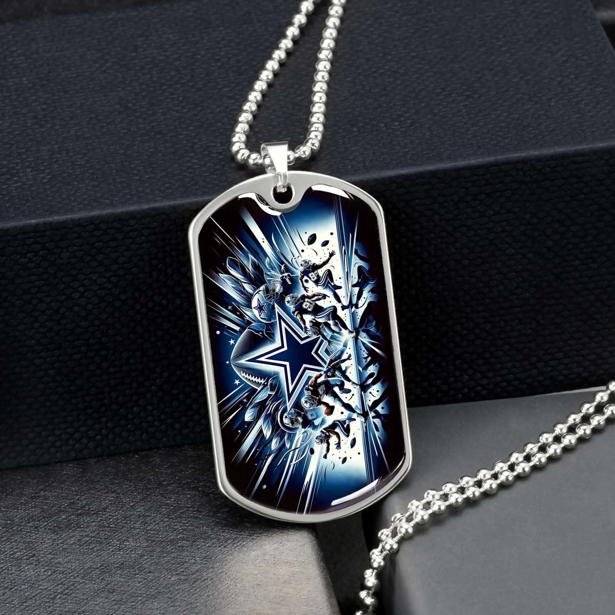 American Football Dog Tag Necklace - AFD008 - Dallas Cowboys - NFL Teams - Military Ball Chain