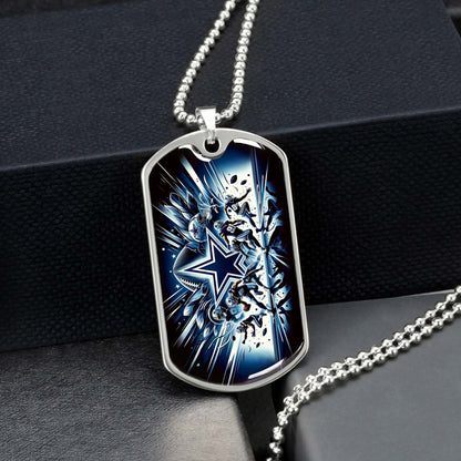 American Football Dog Tag Necklace - AFD008 - Dallas Cowboys - NFL Teams - Military Ball Chain