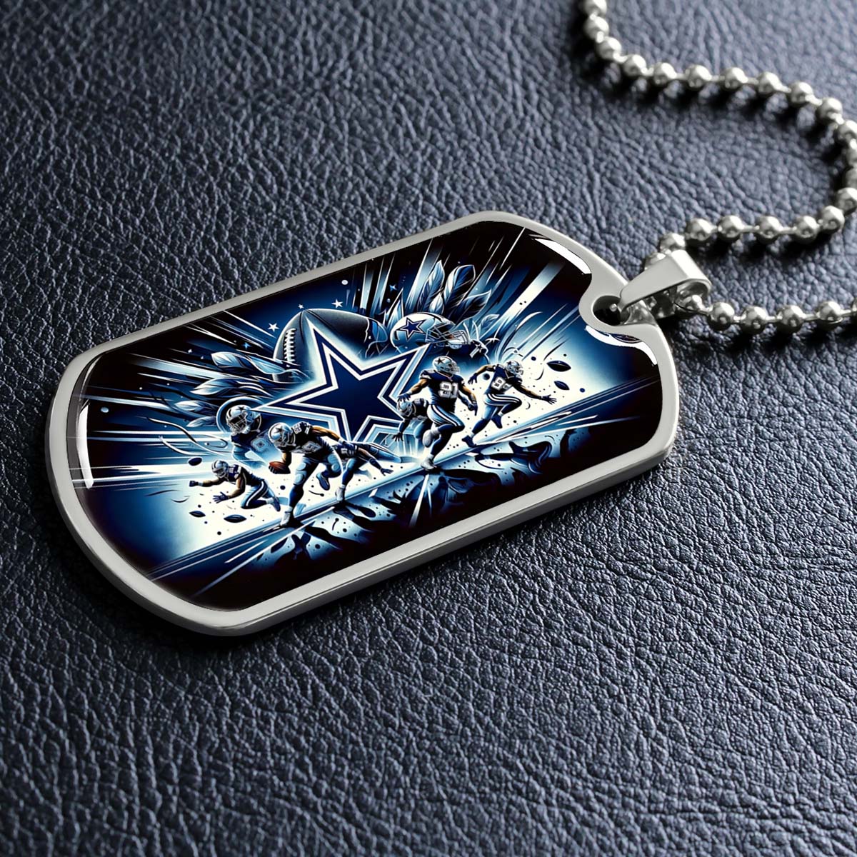 American Football Dog Tag Necklace - AFD008 - Dallas Cowboys - NFL Teams - Military Ball Chain