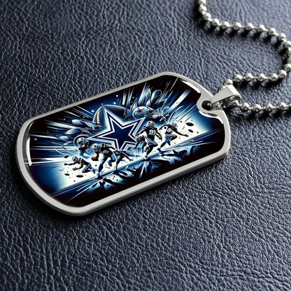 American Football Dog Tag Necklace - AFD008 - Dallas Cowboys - NFL Teams - Military Ball Chain