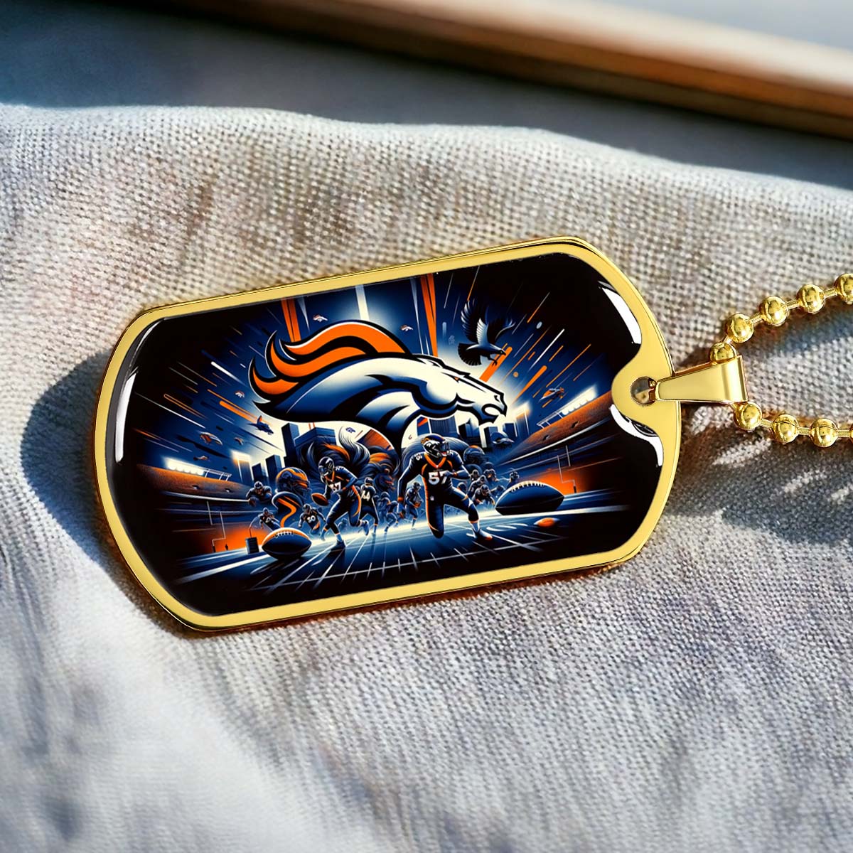 American Football Dog Tag Necklace - AFD011 - Denver Broncos - NFL Teams - Military Ball Chain