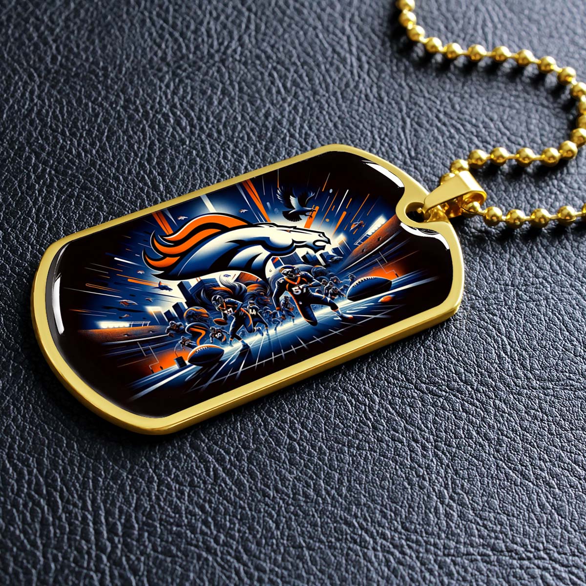 American Football Dog Tag Necklace - AFD011 - Denver Broncos - NFL Teams - Military Ball Chain