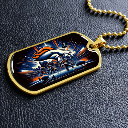 American Football Dog Tag Necklace - AFD011 - Denver Broncos - NFL Teams - Military Ball Chain