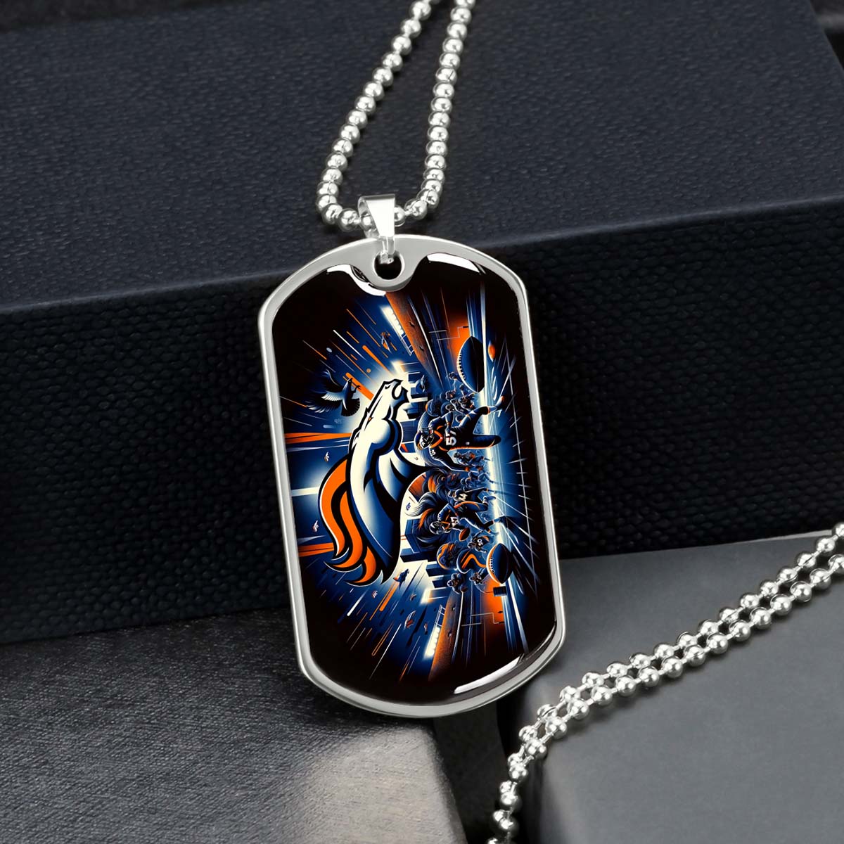 American Football Dog Tag Necklace - AFD011 - Denver Broncos - NFL Teams - Military Ball Chain