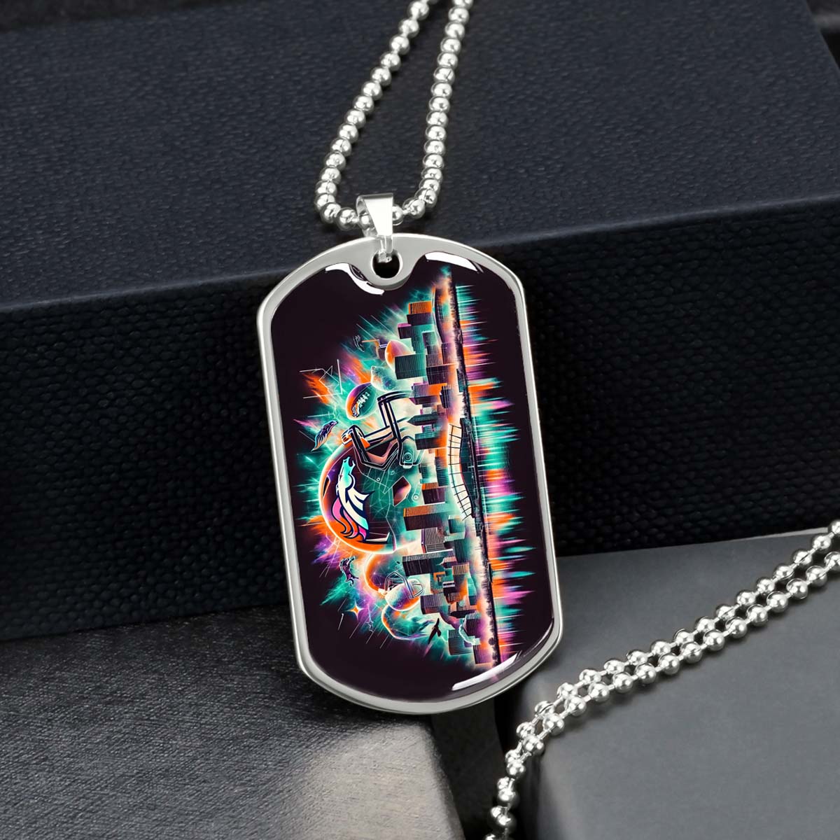 American Football Dog Tag Necklace - AFD013 - Denver Broncos - NFL Teams - Military Ball Chain